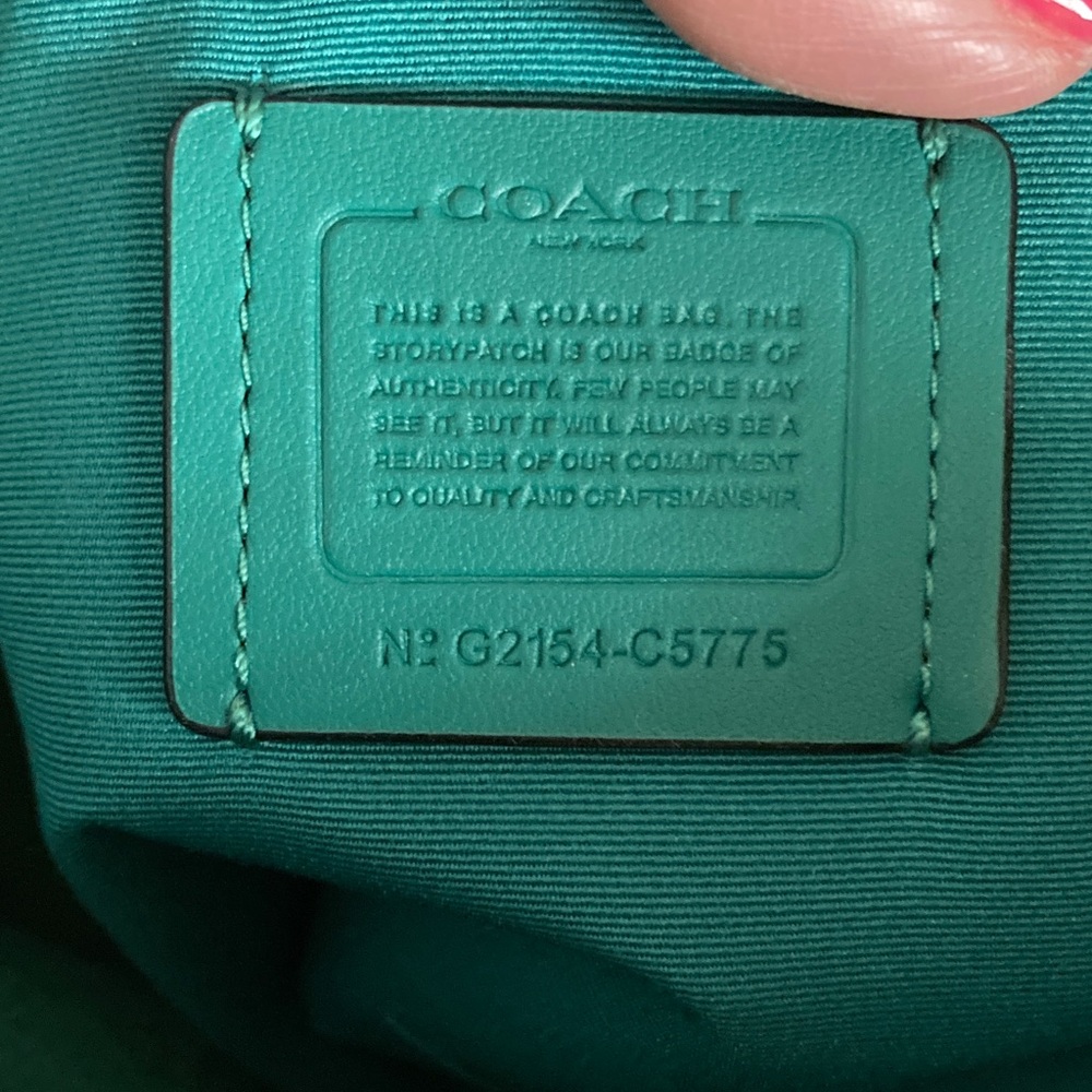 COACH EUC Tote 27 In Colorblock With Horse And Carriage Twilight Blue/Green/Navy - Picture 8 of 11